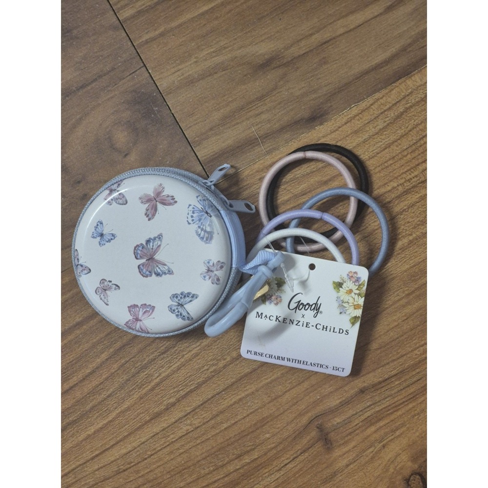 Mackenzie Childs x Goody Butterfly Toile Purse Charm Elastic Hair Ties 15 CT NEW